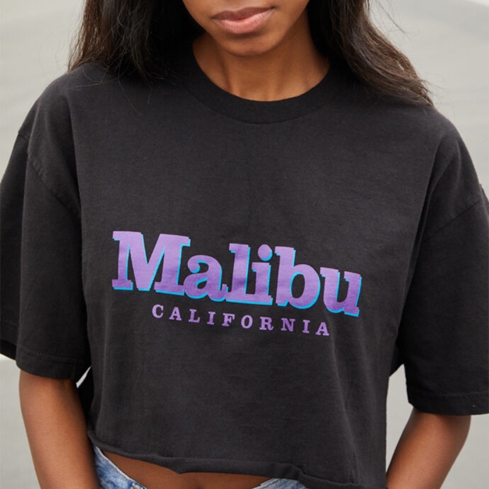 Black graphic crop top